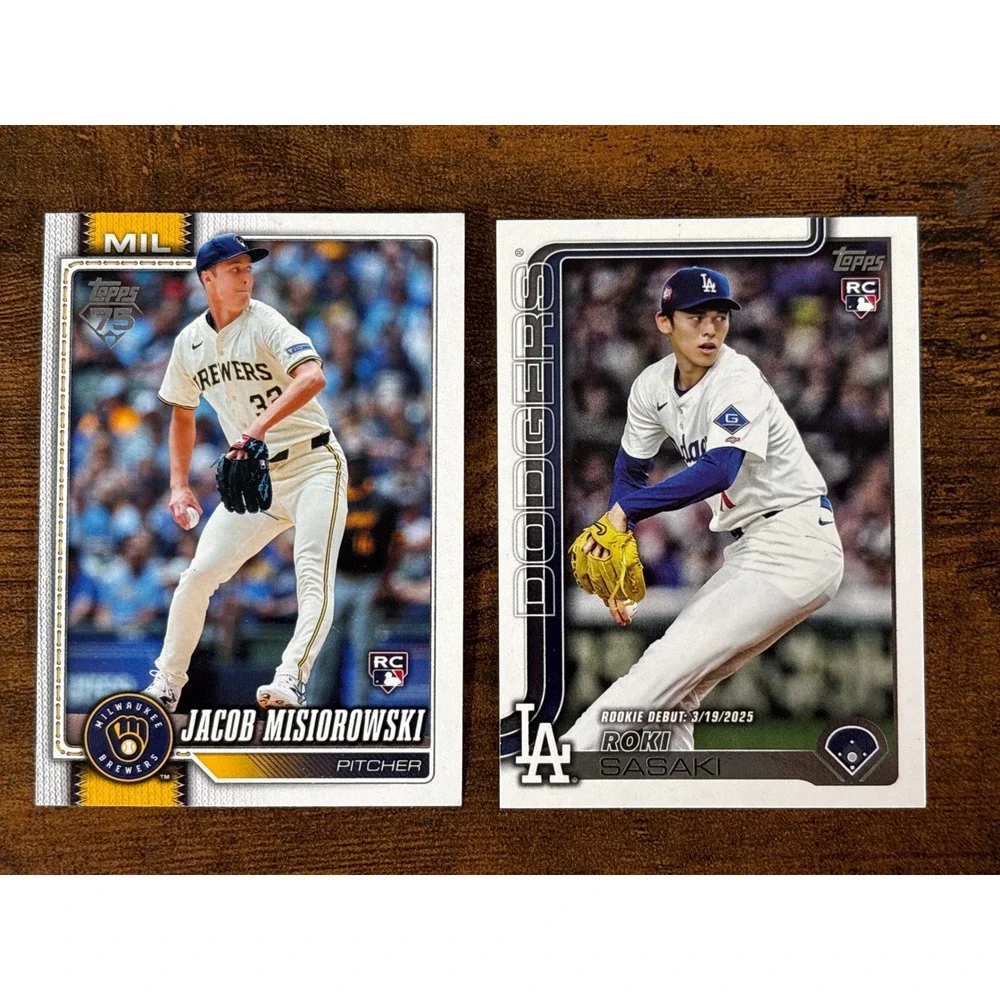 Roki Sasaki Dodgers RC US199 & Jacob Misiorowski Brewers RC 10 Topps Card Lot